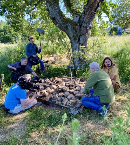 SWR tv filming Village Fungi in an interview